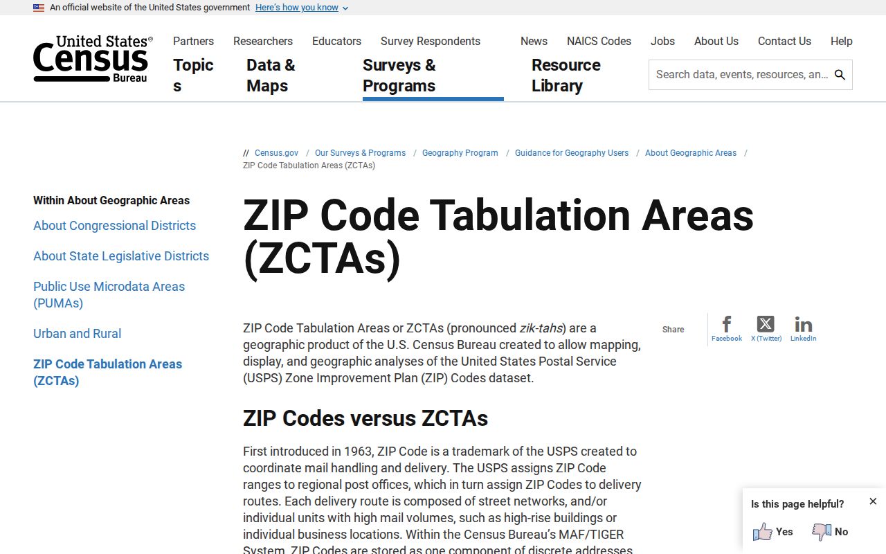 Windham ZIP code directory Census ZCTA boundary warning